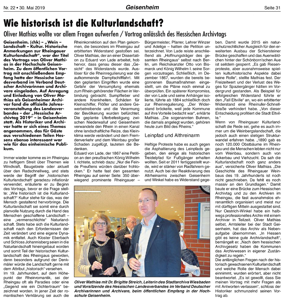 Rhg.-Echo-Artikel O. Matthias-Vortrag Archivtag